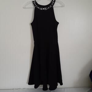 The Children's Place Girls 16 (XXL) Black Jeweled Neck Sleeveless Flowy Dress